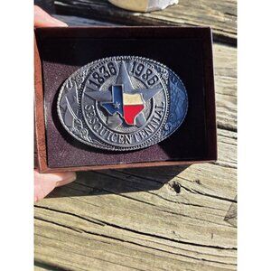 Vintage TL&B Brass Texas Sesquicentennial 1836-1986 Metal Belt  Numbered 1508